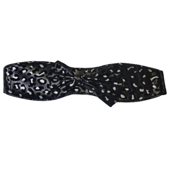 Black and  Grey Animal Print Belt Stretchy Bow Buckle NEW - Picture 2 of 6